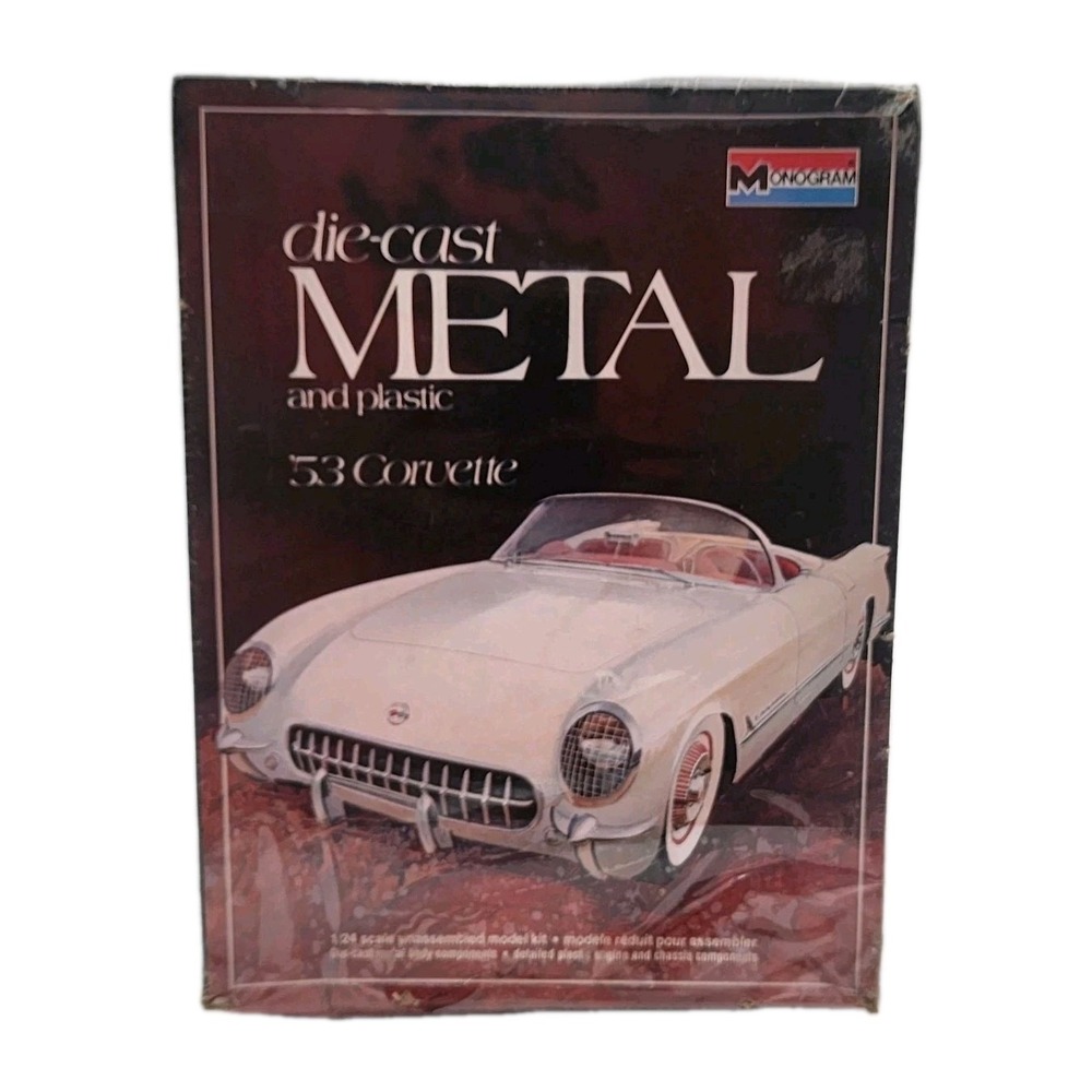 Vintage Monogram Die Cast Metal Plastic 1953 Corvette 1/24 Scale Model Kit 6100